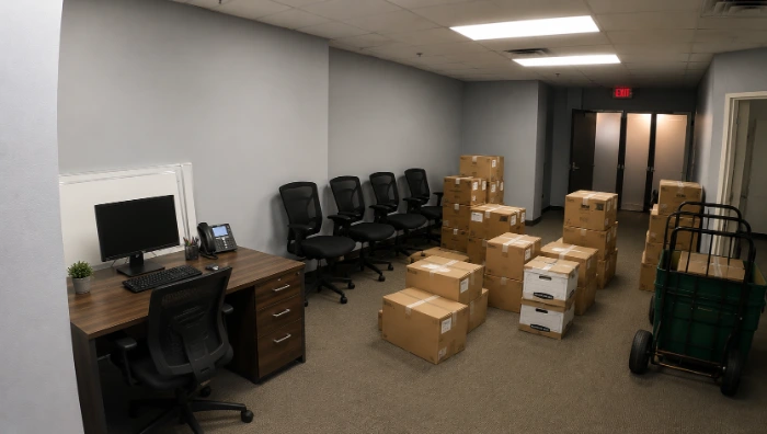 Office space before commercial junk removal in Menifee